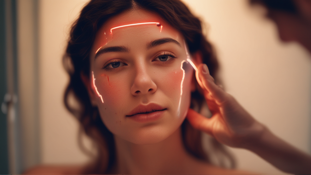 Person using red light therapy device